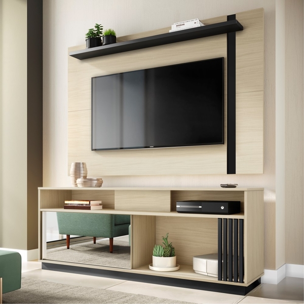 Estante Para Tv Com Nichos Todd Tauari Preto