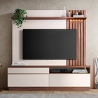 Estante Para Tv Com Ripas E Led Almond Nogueira Off White