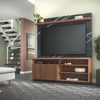 Estante Para Tv Com Ripas E Prateleiras Jo Noce Grigio Preto