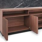 Estante Para Tv Com Ripas E Prateleiras Jo Noce Grigio Preto