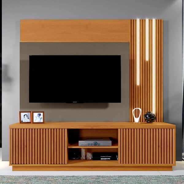 Estante Para Tv E Home Logan Com Led Cascata 2 Portas