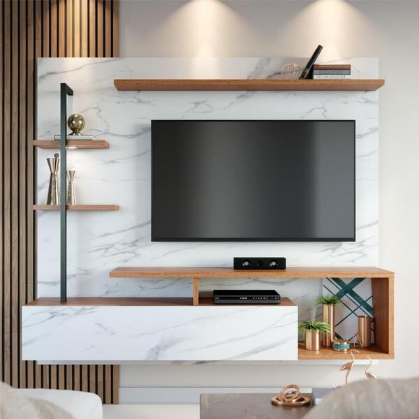 Estante Para Tv Gil Efeito Marmorizado Calacatta Natura