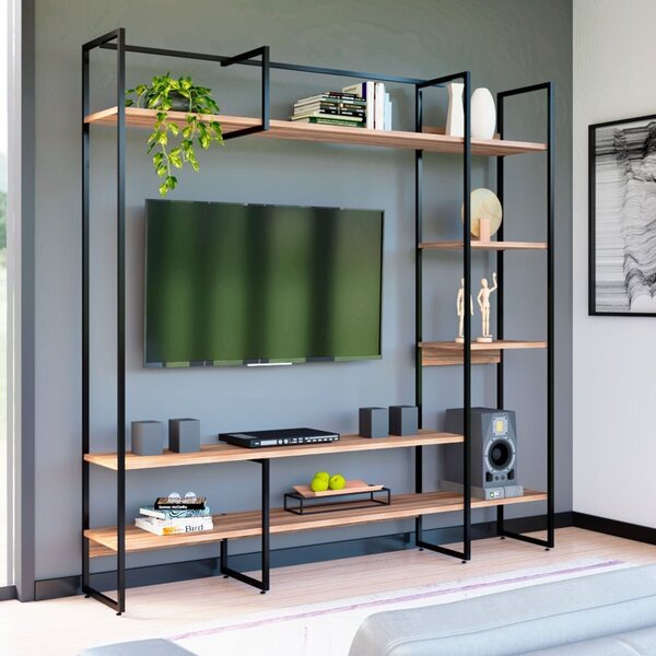 Estante Para Tv Industrial Urban Com 200cm Freijo / Preto