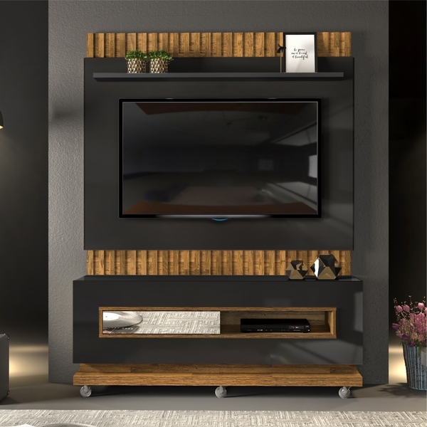 Estante Para Tv Lake Com Espelho Preto Amadeirado