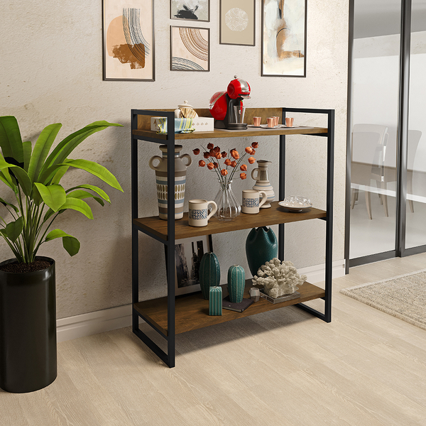 Estante Paris 3 Prateleiras Estilo Industrial - Imbuia