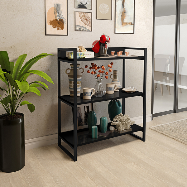 Estante Paris 3 Prateleiras Estilo Industrial - Preto