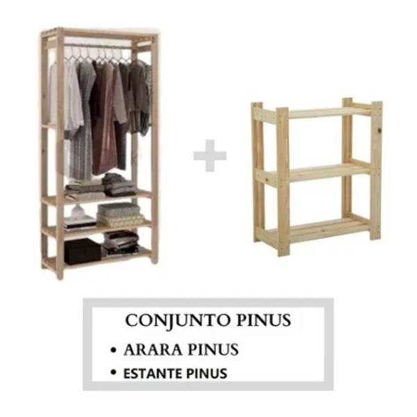 Estante Pinus Para Closet Multiuso E Arara Simples - Ajl