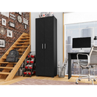 Estante Preto De Madeira Sala 5 Prateleiras E Portas Preto