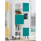 Estante Retrô 3 Portas 6 Nichos C/pés Palito Branco/turquesa