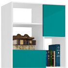 Estante Retrô 3 Portas 6 Nichos C/pés Palito Branco/turquesa