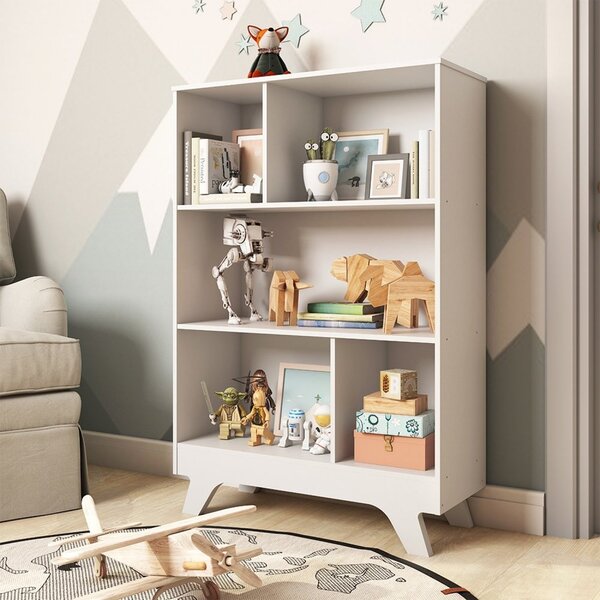 Estante Retro Em Mdf 5 Nichos  Branco Brilho