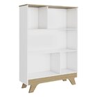 Estante Retro Em Mdf 5 Nichos  Branco Brilho/carvalho