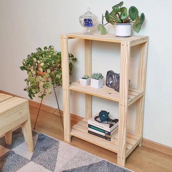 Estante Ripada 3 Prateleira Fortaleza 95x60x33 Em Madeira De