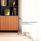 Estante Ripada Com 2 Portas Em Mdf Preto Fosco/freijó 94 X 30