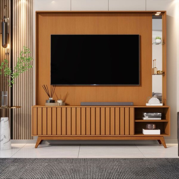 Estante Ripado Ripada Para Tv Até 75 Polegadas Açaí Nature