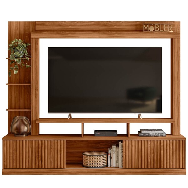 Estante Sala Para Tv 70 Pol. 200cm Flora M20 Cinamomo Mel - M