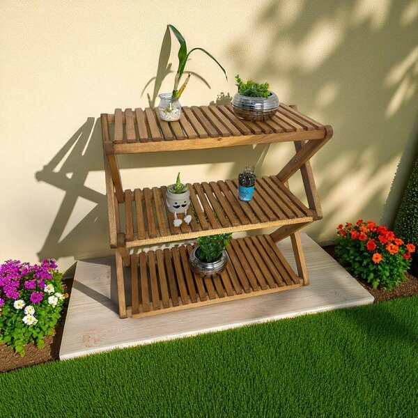 Estante Sanfonada Multiuso Dobrável 3 Prateleiras Floreira De