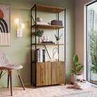 Estante Steel Wood 2 Pt Preta E Noce