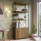 Estante Steel Wood 2 Pt Preta E Noce