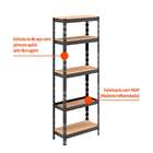 Estante Stonger Preta E Madeira Crua 187 Cm