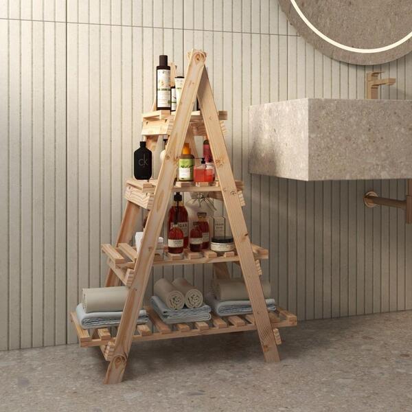 Estante Vertical Em Madeira Maciça Pinus Armario