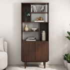 Estante Vertical Livreiro Pés Palito 6 Nichos Madeira Cor Imb