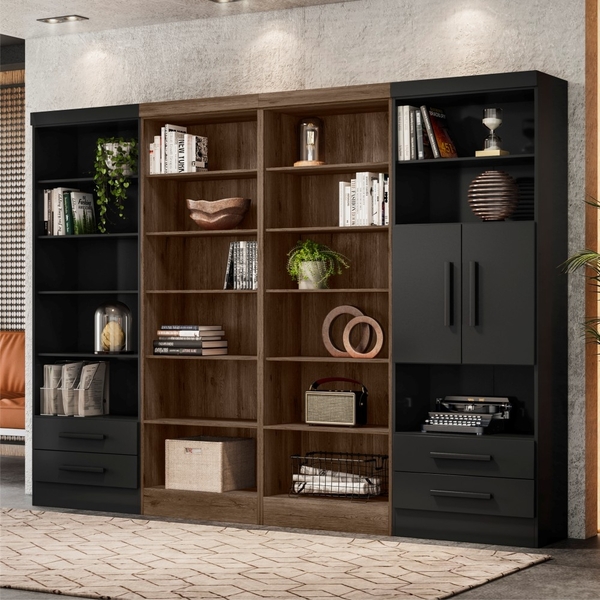 Estantes Sala Para Livros Anne Preto E Ébano