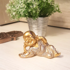 Estátua Buda Surdinho Deitado Estatueta Buda 9cm Brilhante