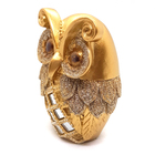 Estátua Coruja Da Sabedoria Dourada Decoração Luxo Para Sala