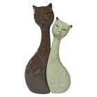 Estátua De Decoração - Casal De Gatos Em Ceramica Coração Rom