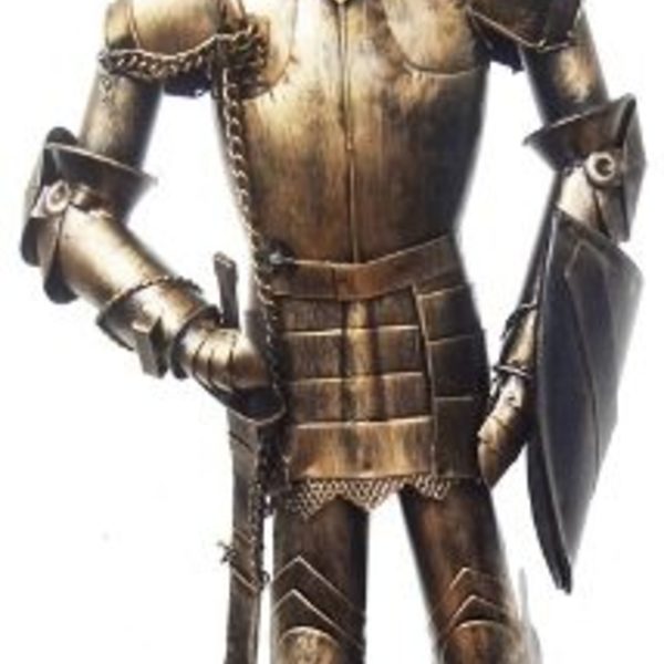 Estatua De Ferro Fundido Guerreiro Medieval Samurai Com Espad