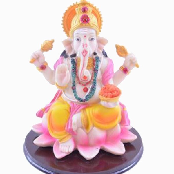 Estatua Enfeite Deus Ganesha G Dourado Importado