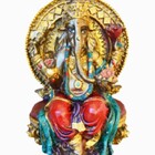 Estatua Enfeite Deus Ganesha Vermelho No Trono