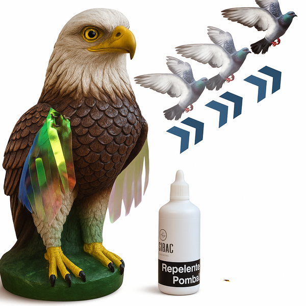 Estátua Gavião Espanta Pombo Com Repelente De Odor E Penas Re