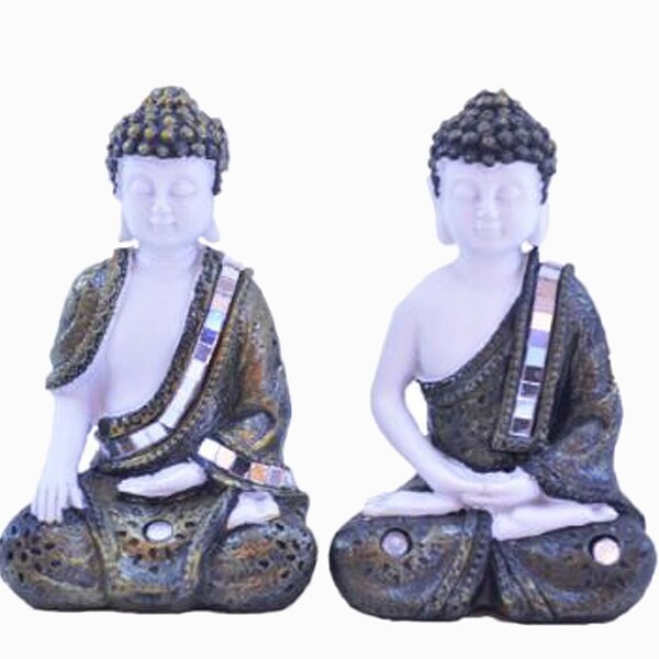 Estatua Imagem De Buda De Resina C/ 2 Importado