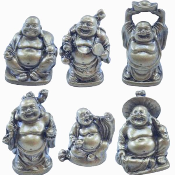 Estatua Imagem De Buda Mini C/ 6 Importado