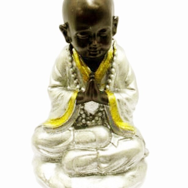 Estatua Imagem De Buda Namaste Prata Importado