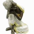 Estatua Imagem De Buda Prata De Resina Importado