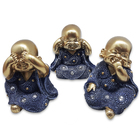 Estátua Trio De Budas Sábio Estatueta Monge 9 Cm