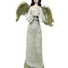 Estatueta Anjo Pombinha Branca Enfeite Em Resina Natal 38cm