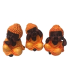 Estatueta Buda Trio Da Sabedoria Amarelo Em Gesso