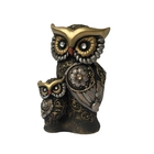 Estatueta Coruja Mãe E Filha Média Em Detalhes Dourados Dec010