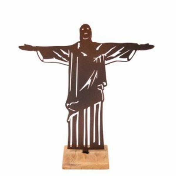 Estatueta Cristo Redentor - Preto - 40 Cm