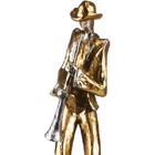 Estatueta De Resina Elby Músico Com Trompete Dourado