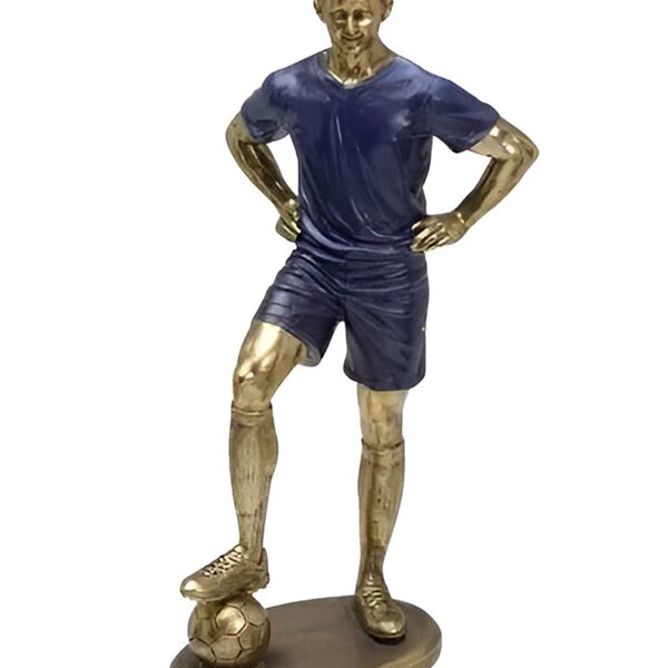 Estatueta Decoração Jogador De Futebol Escultura Resina 26cm