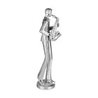 Estatueta Decorativa Músico Tocando Saxofone - Resina Prata