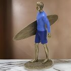 Estatueta Decorativa Surfista Prancha Escultura Resina 26cm