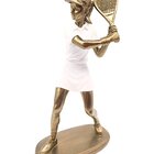 Estatueta Decorativa Tenista Raquete Escultura Mulher 24cm