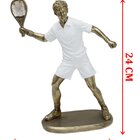 Estatueta Decorativa Tenista Raquete Escultura Resina 24cm