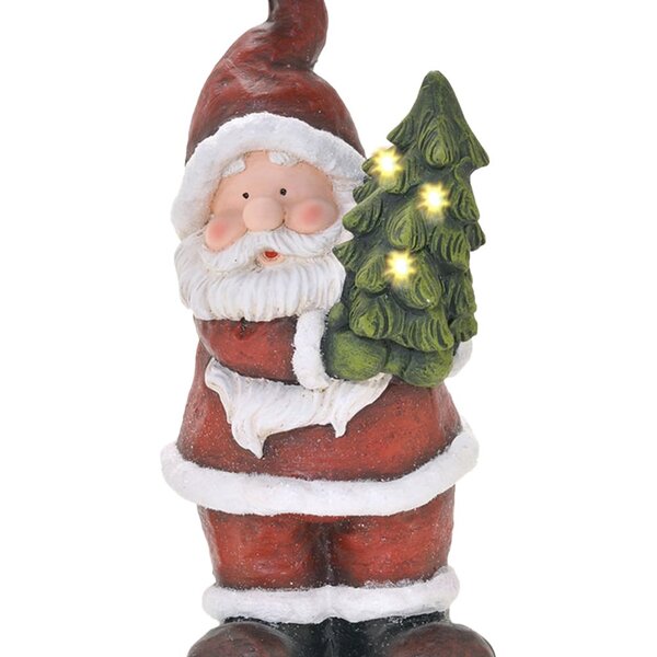 Estatueta Natalina Papai Noel Árvore De Natal Led Luz 45cm